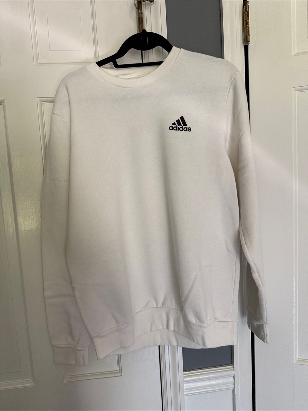adidas women’s White Crewneck Sweatshirt with Black Logo